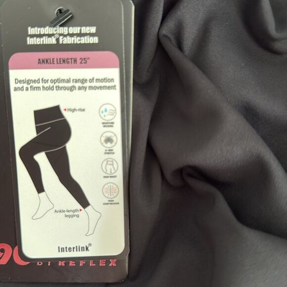 NWT 90 DEGREES BLACK LEGGINGS CROPPED SIZE LARGE PERFORMANCE WICKING HIGH WAIST - Picture 7 of 10